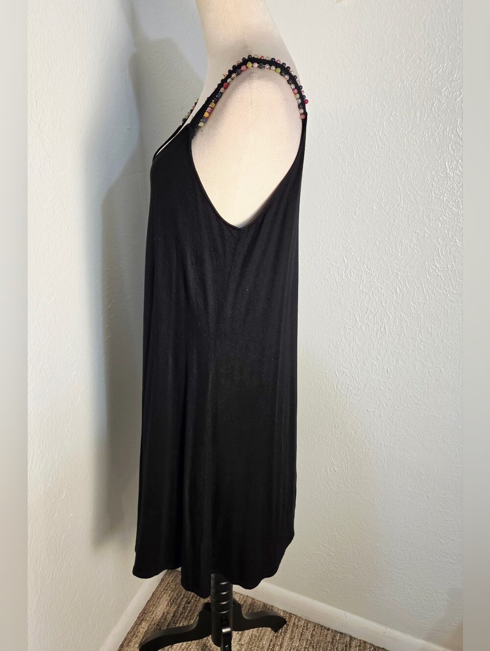 Spencer Jeremy Black Beaded Strap Swing Dress Size Large - Picture 7 of 10